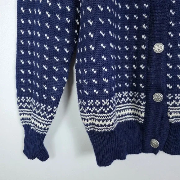 Dale of Norway Wool Cardigan Birdseye Fair Isle Nordic Sweater Women's Size 42 - Picture 4 of 6